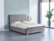LIT PRESTIGE CAPITONNE AVEC DIAMANT VELOURS - BLANC/BLEU/GRIS/MOKA/NOIR