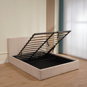 LIT COFFRE BASTIEN VELOURS - NOIR/GRIS/BEIGE