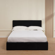 LIT COFFRE BASTIEN VELOURS - NOIR/GRIS/BEIGE