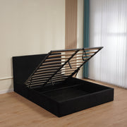 LIT COFFRE BASTIEN VELOURS - NOIR/GRIS/BEIGE