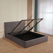 LIT COFFRE BASTIEN VELOURS - NOIR/GRIS/BEIGE
