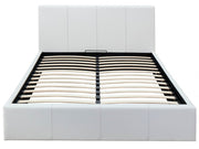 LIT COFFRE BASTIEN EN SIMILICUIR - BLANC/GRIS/NOIR