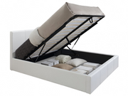 LIT COFFRE BASTIEN EN SIMILICUIR - BLANC/GRIS/NOIR