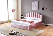 LIT COFFRE DOHA VELOURS - GRIS/DOUDOU/ROSE/MOKA