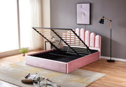 LIT COFFRE DOHA VELOURS - GRIS/DOUDOU/ROSE/MOKA