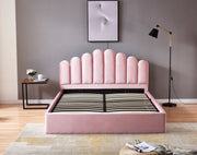 LIT COFFRE DOHA VELOURS - GRIS/DOUDOU/ROSE/MOKA