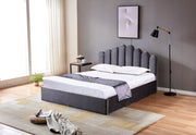 LIT COFFRE DOHA VELOURS - GRIS/DOUDOU/ROSE/MOKA
