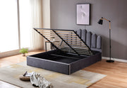 LIT COFFRE DOHA VELOURS - GRIS/DOUDOU/ROSE/MOKA