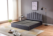 LIT COFFRE DOHA VELOURS - GRIS/DOUDOU/ROSE/MOKA