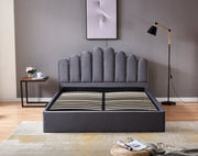 LIT COFFRE DOHA VELOURS - GRIS/DOUDOU/ROSE/MOKA