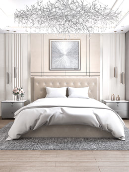 LIT COFFRE CORSICA EN VELOURS - GRIS/BEIGE