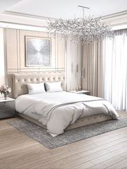 LIT COFFRE CORSICA EN VELOURS - GRIS/BEIGE
