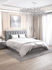 LIT COFFRE CORSICA EN VELOURS - GRIS/BEIGE