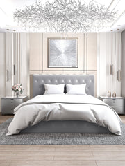 LIT COFFRE CORSICA EN VELOURS - GRIS/BEIGE