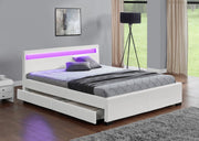 LIT LED EN SIMILICUIR A TIROIRS - BLANC/GRIS/NOIR