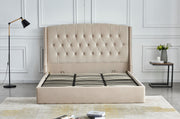 LIT COFFRE SULTAN CAPITONNE LOSANGE VELOURS - NOIR/GRIS/BEIGE - 180x200 cm
