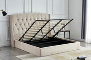 LIT COFFRE SULTAN CAPITONNE LOSANGE VELOURS - NOIR/GRIS/BEIGE - 180x200 cm