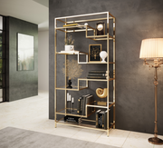 Bibliothèque Chrome/GOLD – Design Géométrique & Élégance Contemporaine