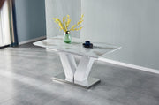 TABLE A RALLONGE V - EFFET MARBRE BEIGE