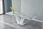TABLE A RALLONGE V - EFFET MARBRE BEIGE