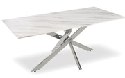 TABLE OLIVIA RECTANGULAIRE MARBRE - CHROME/GOLD