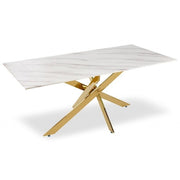 TABLE OLIVIA RECTANGULAIRE MARBRE - CHROME/GOLD