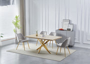 TABLE OLIVIA RECTANGULAIRE MARBRE - CHROME/GOLD
