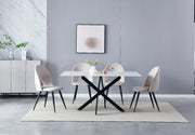 TABLE OLIVIA RECTANGULAIRE MARBRE - CHROME/GOLD