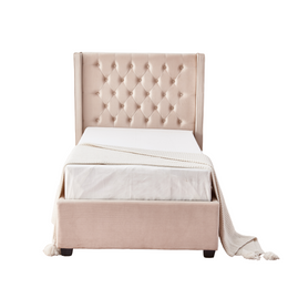 LIT 1 PLACE ERES CAPITONNÉ VELOURS BEIGE