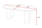 TABLE A MANGER VENEZIA PIED METAL EFFET NOYER CERAMIQUE TRAVERTIN BRILLANT 180x90x75cm