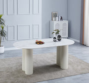 TABLE A MANGER VENEZIA PIED METAL EFFET NOYER CERAMIQUE TRAVERTIN BRILLANT 180x90x75cm