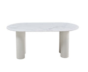 TABLE A MANGER VENEZIA PIED METAL EFFET NOYER CERAMIQUE TRAVERTIN BRILLANT 180x90x75cm