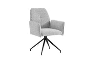 CHAISE CARRERA METAL NOIR TWEED GRIS PIVOTANTE 360° ANTI-TACHE