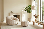 Fauteuil Pivotant PERLE + Pouf – Design Cocooning en Tissu Doudou ou velours