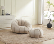 Fauteuil Pivotant PERLE + Pouf – Design Cocooning en Tissu Doudou ou velours