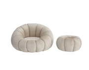 Fauteuil Pivotant PERLE + Pouf – Design Cocooning en Tissu Doudou ou velours