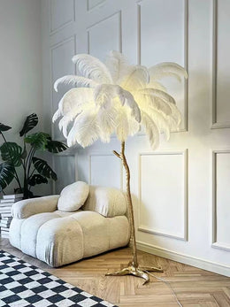 Lampadaire VELONA Design Plumes d'Autruche