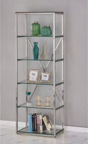 Bibliothèque ARYA – Acier Doré ou Argenté & Verre Trempé