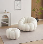 Fauteuil Pivotant PERLE + Pouf – Design Cocooning en Tissu Doudou ou velours