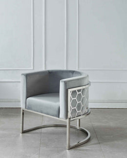 Fauteuil ALVÉOLES – Velours & Acier Inoxydable