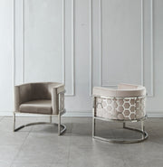 Fauteuil ALVÉOLES – Velours & Acier Inoxydable