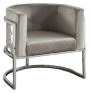 Fauteuil ALVÉOLES – Velours & Acier Inoxydable