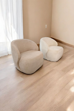 Fauteuil Pivotant ELSA – Velours Peau de Pêche & Design Enveloppant