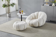 Fauteuil Pivotant COZY + Pouf – Laine Bouclée Ultra Douce