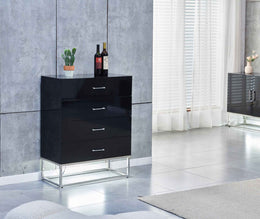 Commode ALYA Laquée - Pied Chrome – Design Moderne & Éclairage LED Intégré