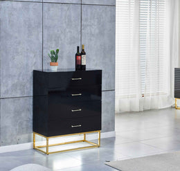Commode ALYA Laquée Pied Doré – Design Moderne & Éclairage LED Intégré
