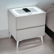 Chevet Lydia LED – Charge Induction & Finition Mat Pieds Chromés