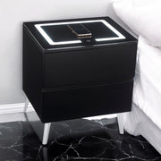 Chevet Lydia LED – Charge Induction & Finition Mat Pieds Chromés
