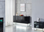 BUFFET ALYA – BOIS LAQUÉ & PIEDS CHROME – LED INTÉGRÉE