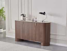 Buffet ICONIC Travertin & Noyer – Élégance Naturelle & Design Contemporain